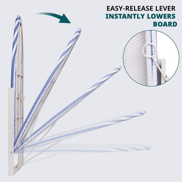 Ivation Stripe Wall Mounted Foldable Iron Board & Removable Cover