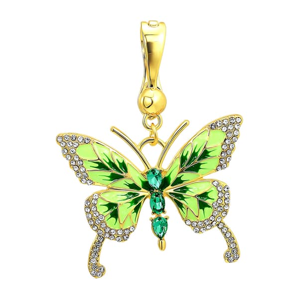 Wearable Art Gold-Tone Green Crystal Butterfly Enhancer - image 