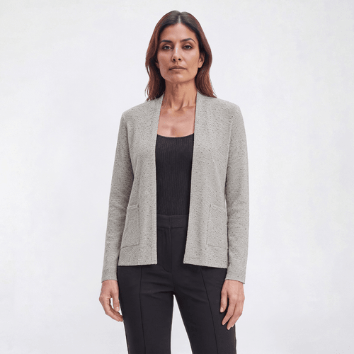 Womens Verve Ami Long Sleeve Waffle Stitch Cardigan - Pebble Grey
