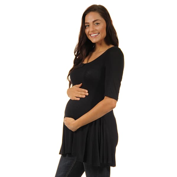 Womens 24/7 Comfort Apparel Solid 3/4 Sleeve Tunic Maternity Top