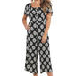 Womens Luxology Short Sleeve Square Neck Print Challis Jumpsuit - image 3