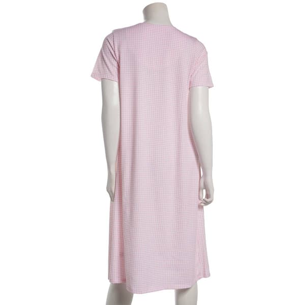 Womens Carole Hochaman Gingham Short Sleeve Nightgown