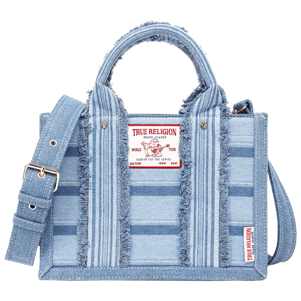 True Religion Multi-Stripe Denim Modern Tote w/ Crossbody Strap - image 
