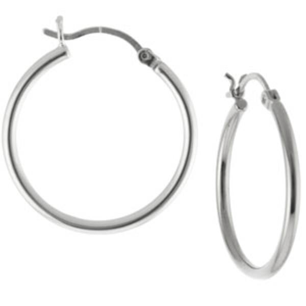 26mm Round Tube Hoop in Fine Silver Plate - image 