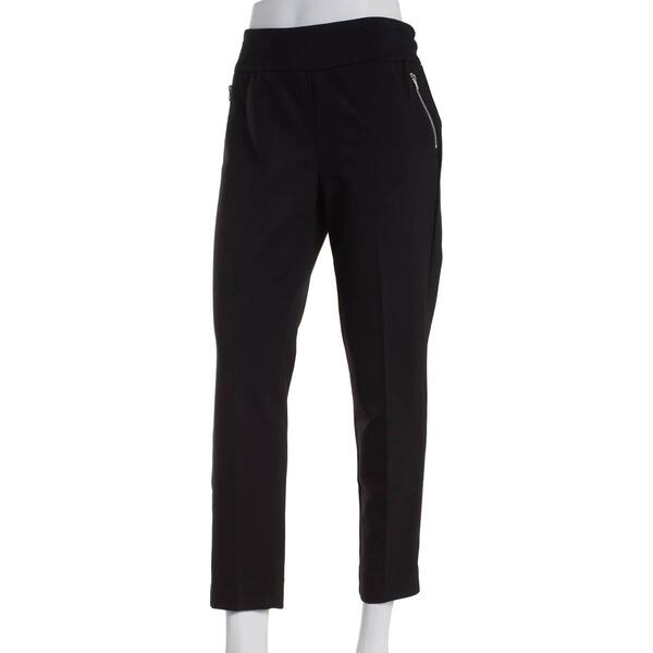 Petite Zac & Rachel Solid Faux Pocket Slit Compression Pants - image 