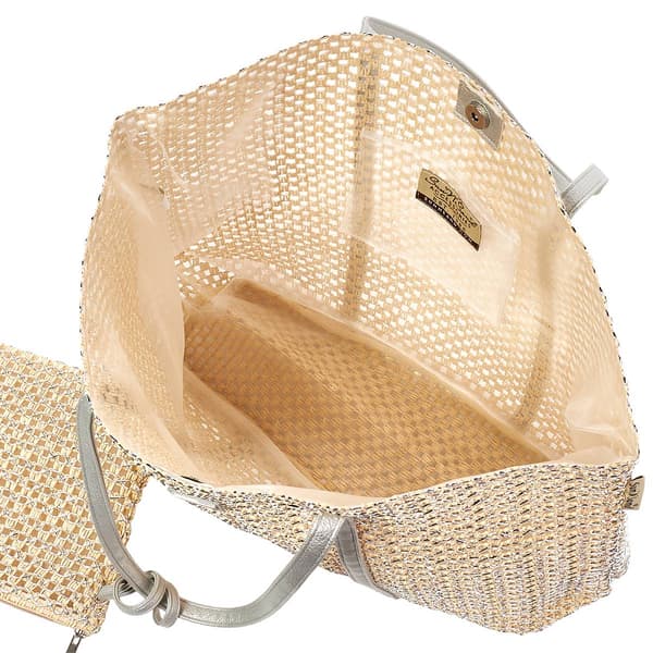 Sun ''N'' Sand Metallic Crochet Tote with Pouch