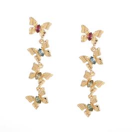 Ashley Gold Drop Multi-Colored Gem Stones Butterfly Post Earrings