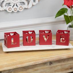 Northlight Seasonal Valentine''s Day Red Candle Holders - Set of 4
