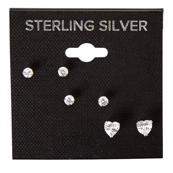 Sterling Silver Trio Stud Earring Set - image 