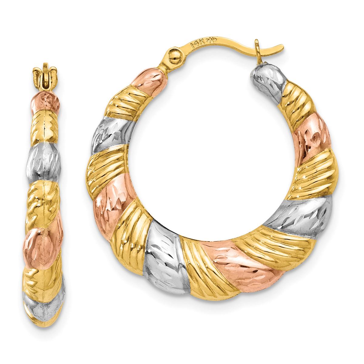 Gold Classics™ 14kt. Rhodium Hollow Scallop Hoop Earrings