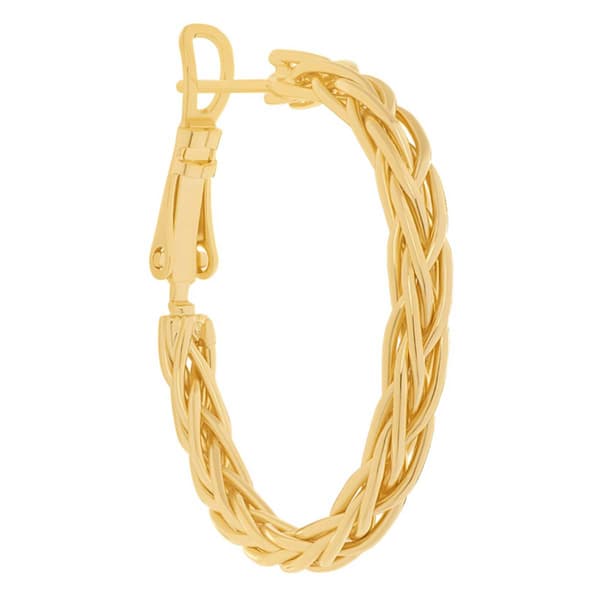 14kt. Gold Over Brass 30mm Braided Hoop Earrings