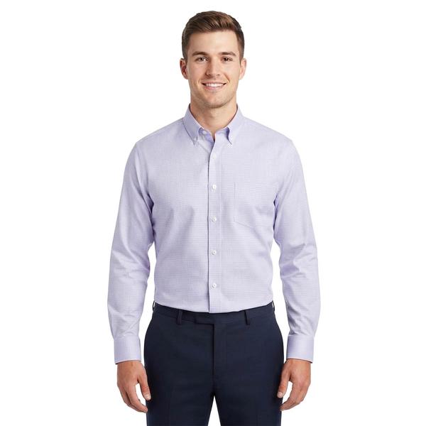 Mens Christian Aujard Fitted Plaid Dress Shirt - Purple Plaid - image 
