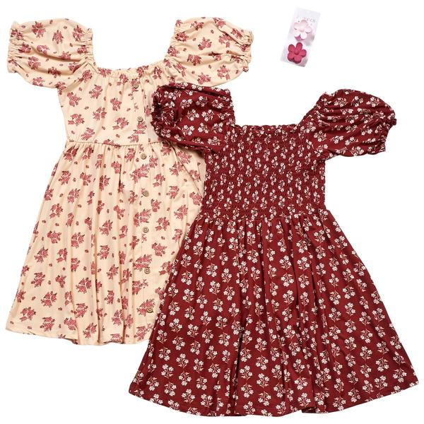 Girls (7-16) BTween(R) 2pk. Smocked & Button Floral Dresses - image 