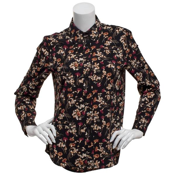Petite AK Anne Klein Long Sleeve Floral Blouse - image 