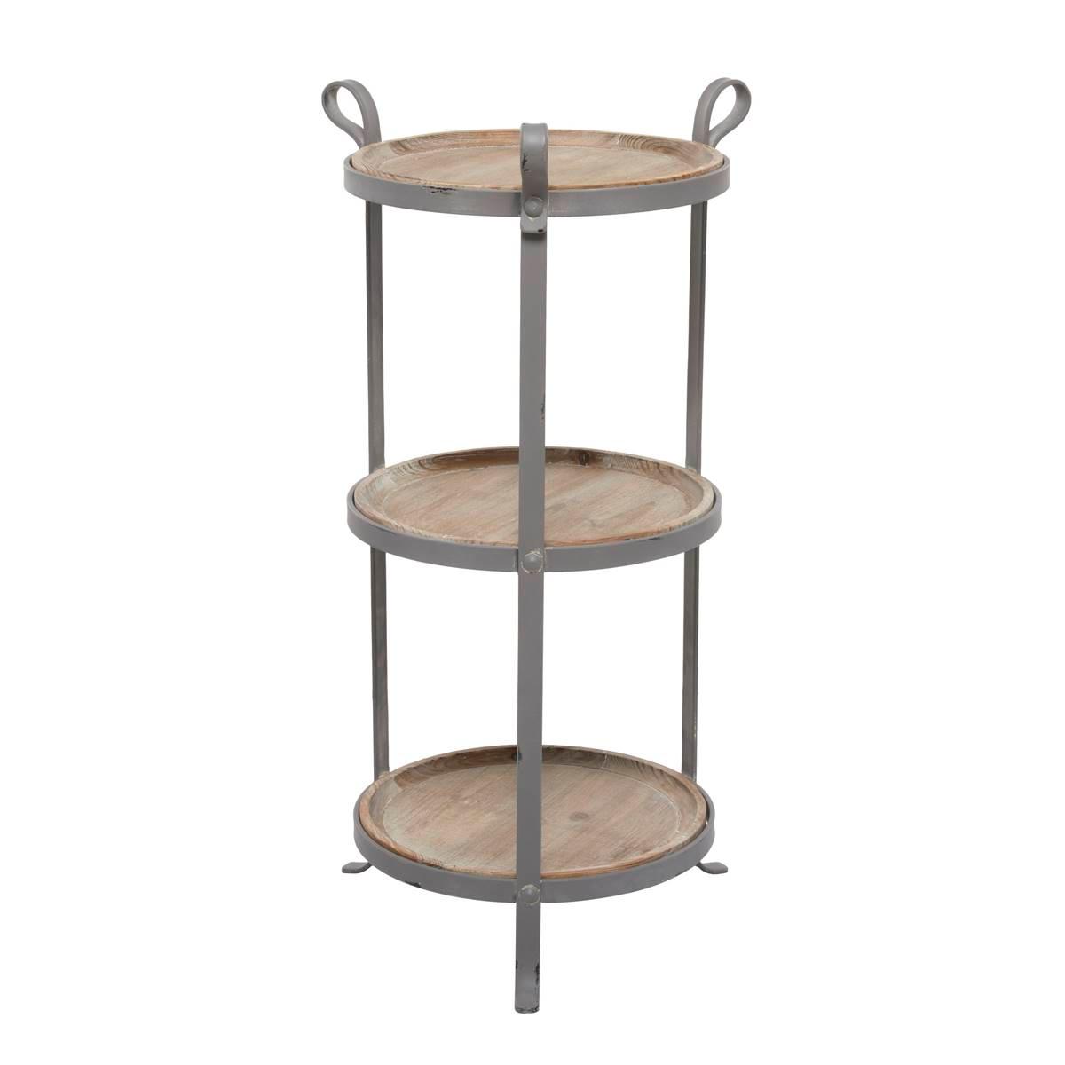 9th & Pike(R) Grey Metal Industrial Accent Table