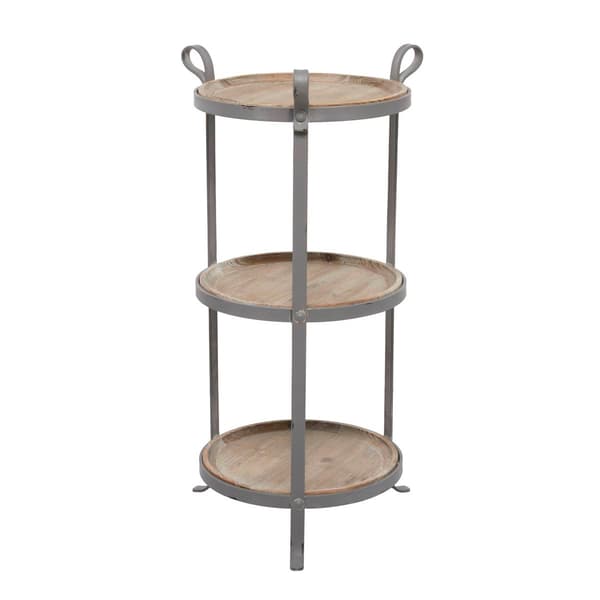 9th & Pike(R) Grey Metal Industrial Accent Table - image 