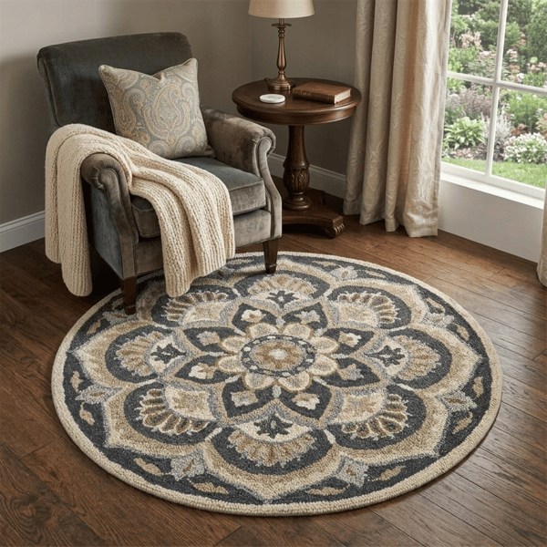 HomeRoots Black Flower Blossom Area Rug - image 