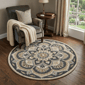 HomeRoots Black Flower Blossom Area Rug - image 1