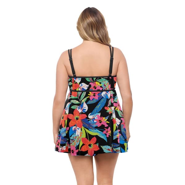 Plus Size Great Lengths Empire Princess Seam Swim Dress