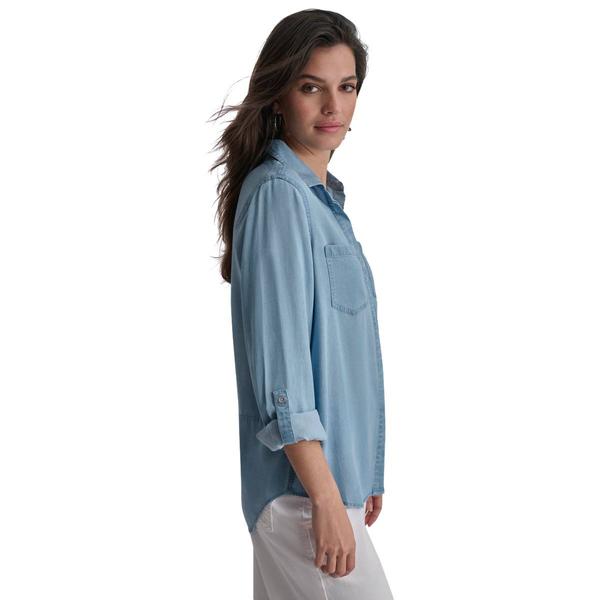 Womens DKNY Long Sleeve Split Back Button Front