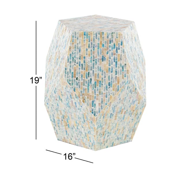 9th & Pike&#174; Multi Mussel Shells And Wood Accent Table
