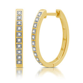 Diamond Classics&#40;tm&#41; 1/10ct Diamond Gold & Silver Hoop Earrings