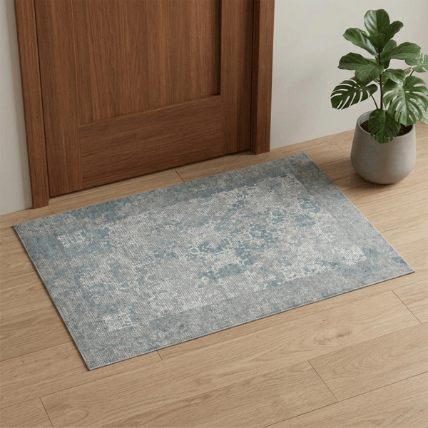 HomeRoots Grey Blue & Ivory Medallion Accent Rug - image 