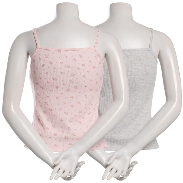 Juniors Pink Rose 2pk. Thermal Henley Tank Tops - Pink