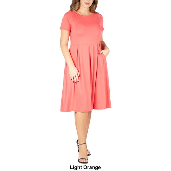 Plus Size 24/7 Comfort Apparel Solid  Fit & Flare Pleated Dress