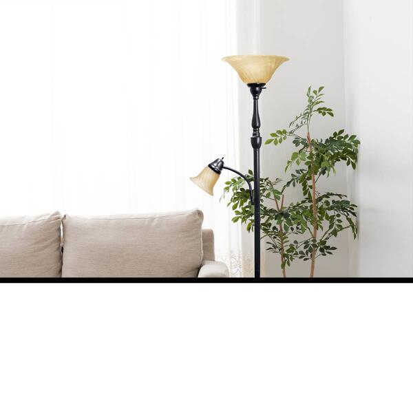 Lalia Home Reading Light/Marble Glass Shades Torchiere Floor Lamp