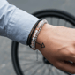 Mens Iron Saints Silver Foxtail Chain & Sunstone Beaded Bracelet - image 2