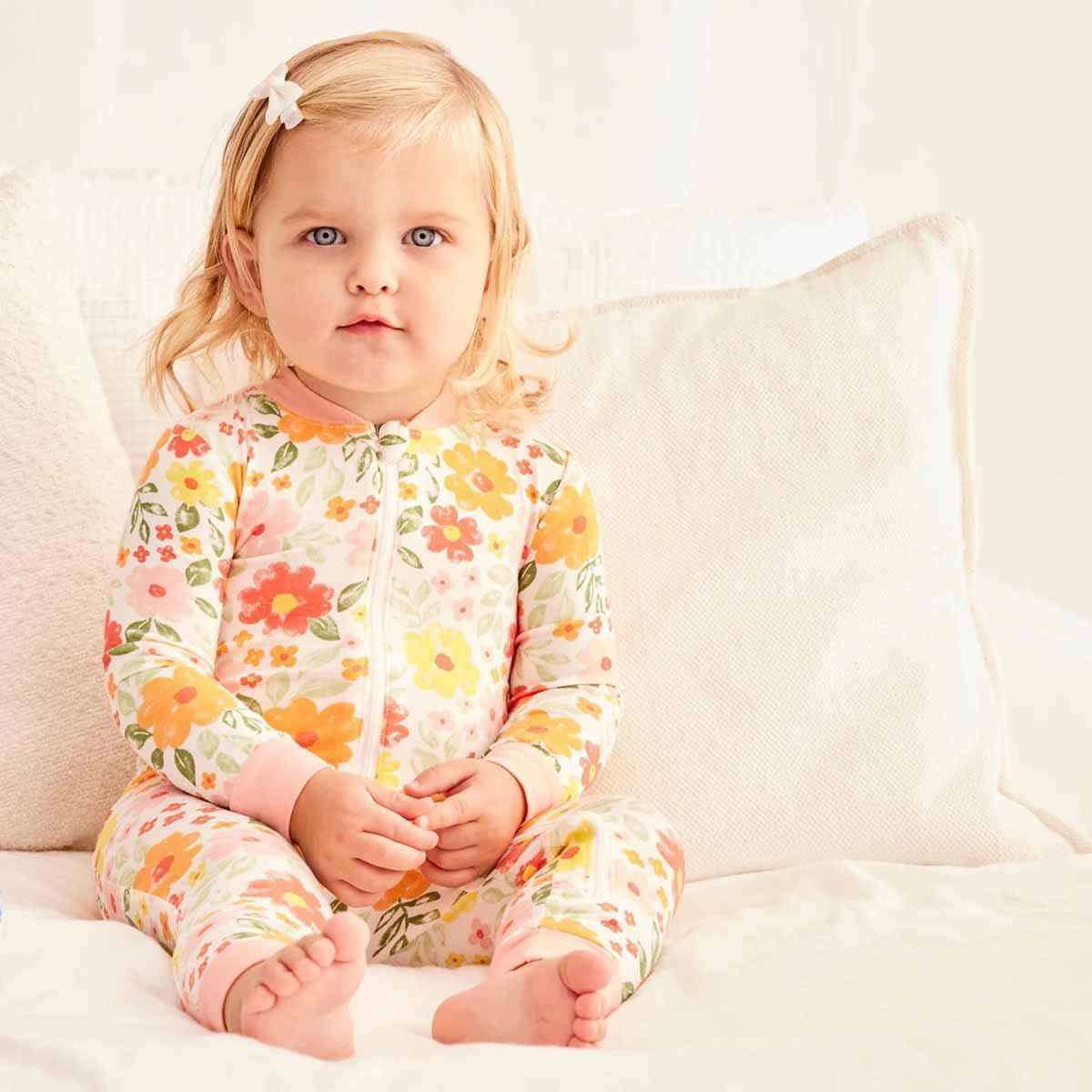 Baby Girl (12-24M) Little Me® Floral Zip Bamboo Sleeper