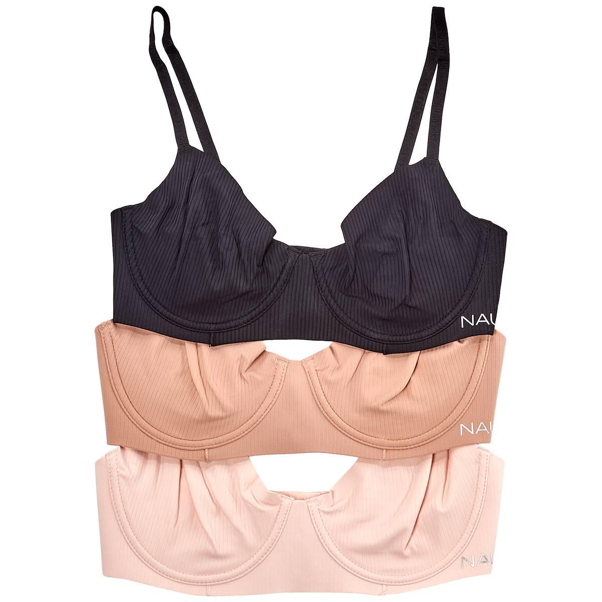 Open Video Modal for Womens Nautica 3pk. Unlined Rib Underwire Bras NT6470-3PKE