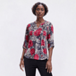 Womens Notations 3/4 Sleeve Floral Pleat Blouse - image 1
