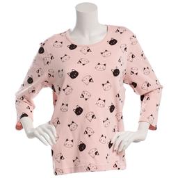 Womens Bonnie Evans 3/4 Sleeve Cat Tee