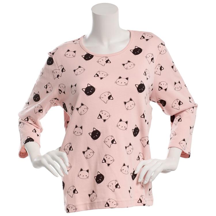 Womens Bonnie Evans 3/4 Sleeve Cat Tee