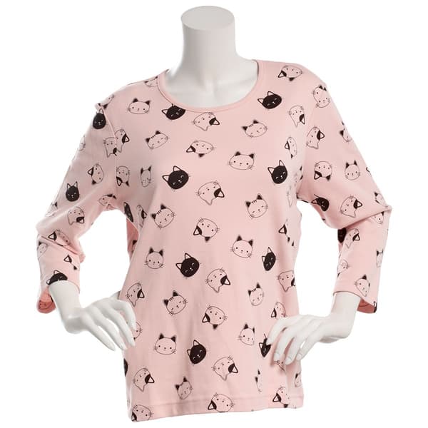 Plus Size Bonnie Evans 3/4 Sleeve Cat Tee - image 