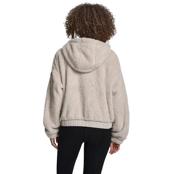 Womens DKNY Sport Hooded Sherpa Jacket with Quilted Pockets