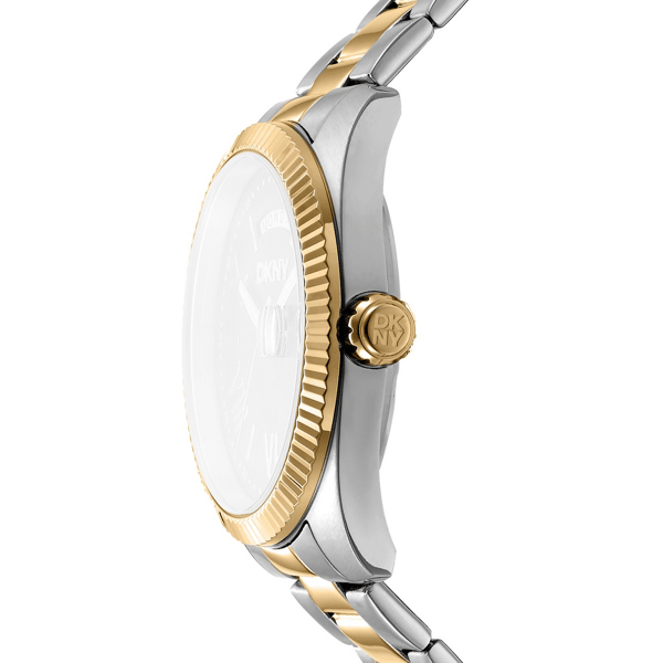 Mens DKNY Day Date Fluted Bezel Two-Tone Gold Watch-DK1G141M0075