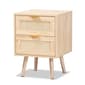 Baxton Studio Baird Oak Brown Wood/Rattan 2-Drawer Nightstand - image 1