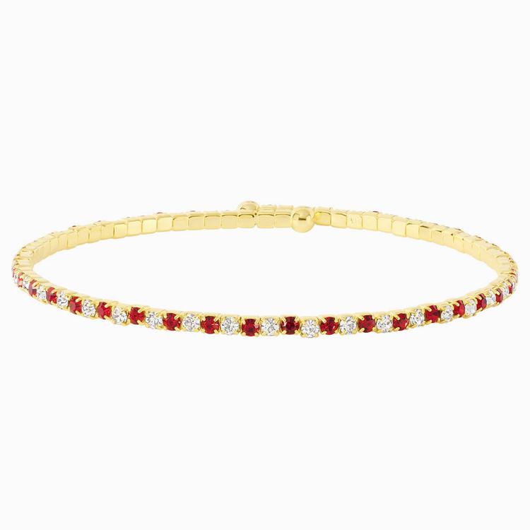 Athra 14kt. Gold over Brass Red & White Crystal Coil Bracelet