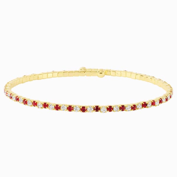 Athra 14kt. Gold over Brass Red & White Crystal Coil Bracelet