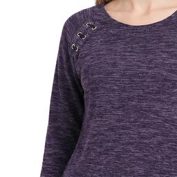 Petite NY Collection Long Raglan Sleeve Space Dye Hacci Top