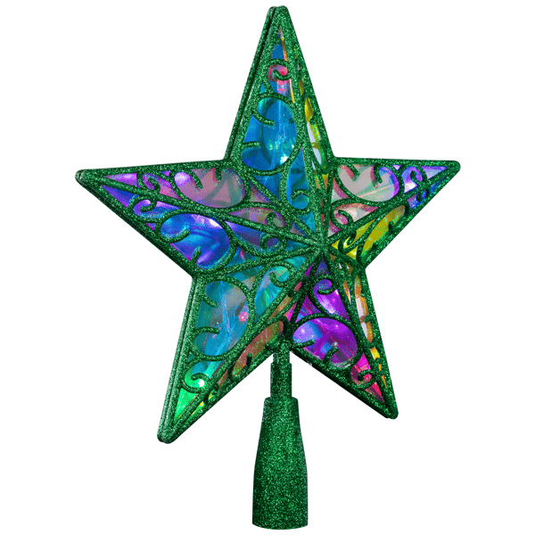 Northlight LED Green Star Glittered Christmas Tree Topper