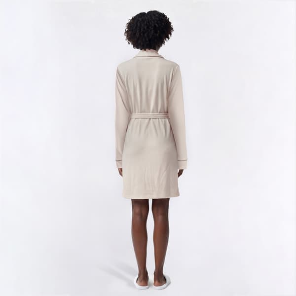 Womens Nicole Miller Short Sleeve Brushed Poly Rib Shawl Collar