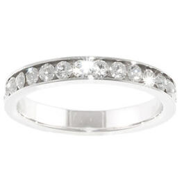 Athra Fine Silver-Plated/Clear Crystal Eternity Band Ring