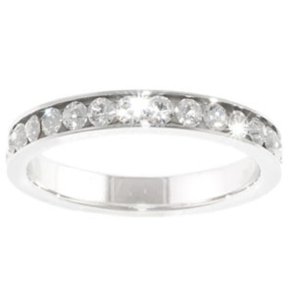Athra Fine Silver-Plated/Clear Crystal Eternity Band Ring - image 