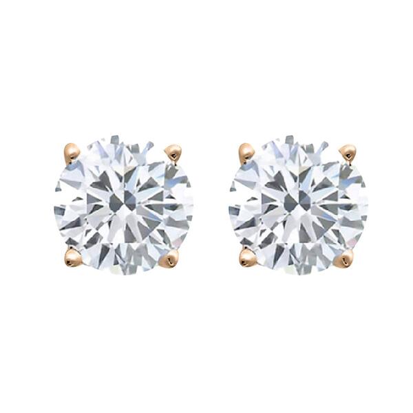 Parikhs 10kt. Rose Gold Round Diamond Stud Earrings - image 
