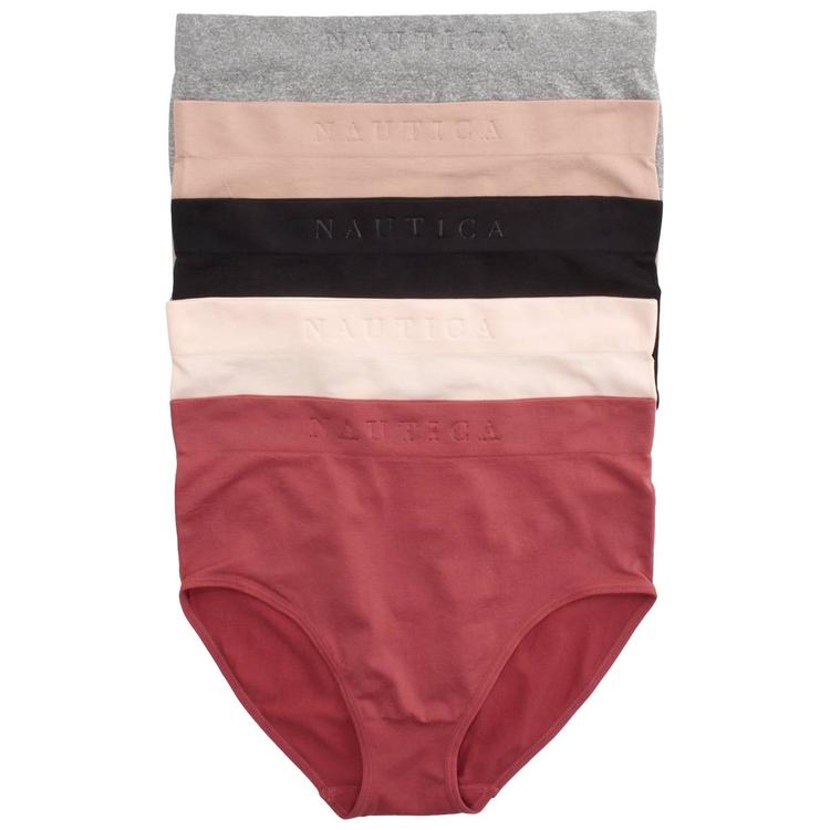 Womens Nautica 5pk. Debossed Logo Brief Panties - NT9690-5PKD