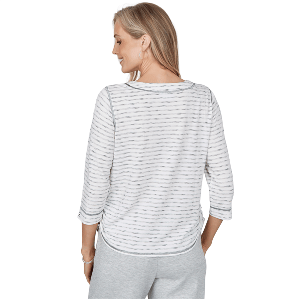 Womens Alfred Dunner Weekend Warrior 3/4 Sleeve Stripe Blouse
